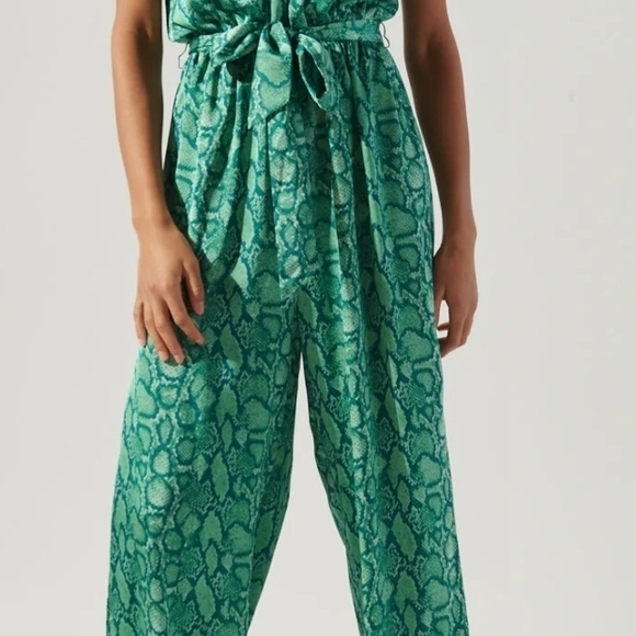 Sugarlips Pants - Sugarlips Teal Snake Print Jumpsuit NWT‎